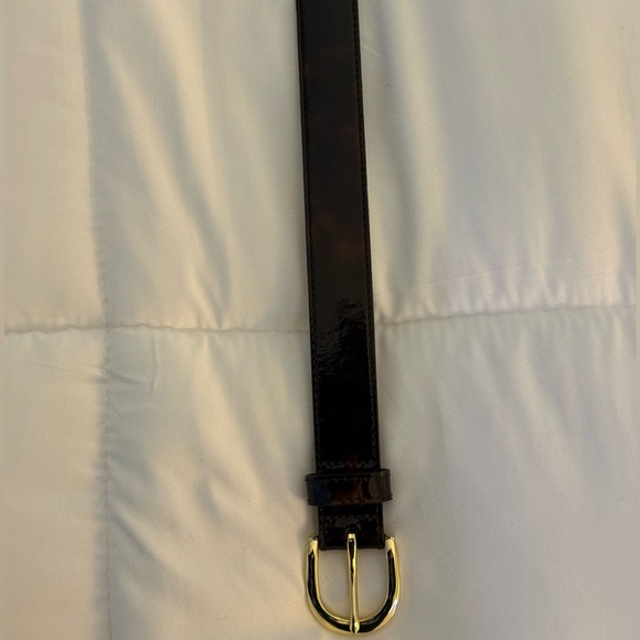J. Crew Tortoise Brown / Black Belt with Gold Buckle - Picture 3 of 4